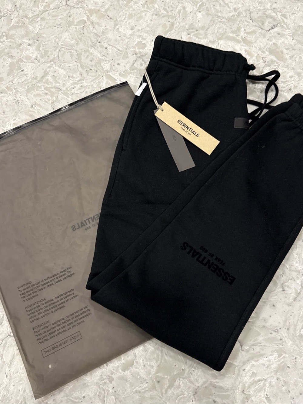 Essentials Black Men's Jogger Sweatpants with Subtle Logo